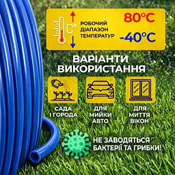 Шланг (трубка) поліуретановий 10мм зовнішній, 6.5мм внутрішній діаметр, синій, 1 метр - мініатюра 3