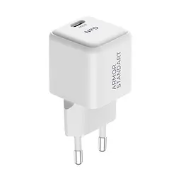 Зарядний пристрій AR373 GaN 20W White з портом USB-C, підтримка Power Delivery, швидка зарядка для смартфонів і планшетів Apple, Samsung, Xiaomi, ArmorStandart (ARM77569)