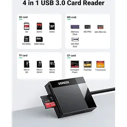 Зчитувач флеш-карт USB 3.0 All-in-One 0.5m Card Reader Ugreen (30333) - мініатюра 2