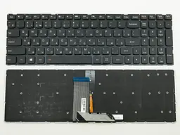 Клавіатура для LENOVO YOGA 500-15, 500-15IBD, 500-15IHW, 500-15ISK, Flex 3-1570 (RU Black, з підсвічуванням, без рамки). Оригінал.