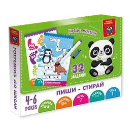 Дитячі розвивальні картки "Пиши-стирай Панда" VT5010-42, 16 сторінок