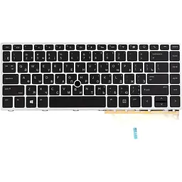 Клавіатура для ноутбука HP EliteBook 840 G5 чорна, сріблястий фрейм, підсвітка
