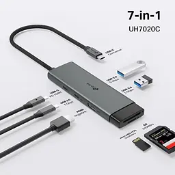 USB-Хаб TP-Link USB Type-C 7 в 1 (UH7020C) - мініатюра 2