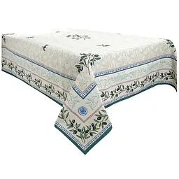 Скатертина Lefard Home Textile Baena гобеленова 300х140 см бежева с зеленим  (732-091)