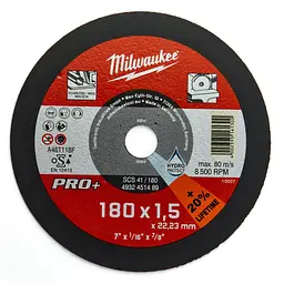 Диск відрізний для металу MILWAUKEE, SCS41/180X1,5 PRO+, діаметр 180мм