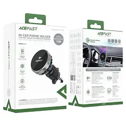 Автотримач для телефона з БЗП Acefast D40 Qi2 Magnetic Wireless Charging car holder with Ice Cooling for air сірий - мініатюра 2