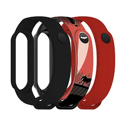 Комплект силіконових ремінців для фітнес браслетів Xiaomi Mi Band 5/6/7, Silicone, bat siluet, зі зручною застібкою, на фітнес трекер та смарт годинник, ArmorStandart (ARM77057)