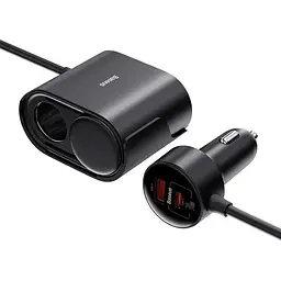 Автомобільний зарядний пристрій Baseus High Efficiency Pro 1-for-2 Car Cigarette Lighter 30W Cosmic Black (C00455300121-00)