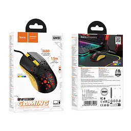 Маніпулятор миша HOCO GM51 Sky luminous gaming wired mouse black＆yellow - мініатюра 2