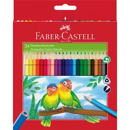 Олівці кольорові Faber-Castell 4 кольори тригранні + стругачка (120524) (21615) - мініатюра 1