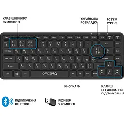 Клавіатура OfficePro бездротова чорна (SK790B) - мініатюра 9