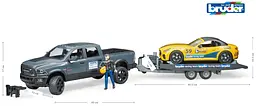 Джип Bruder Dodge RAM 2500 з причепом-евакуатором і родстером (02504) - мініатюра 4
