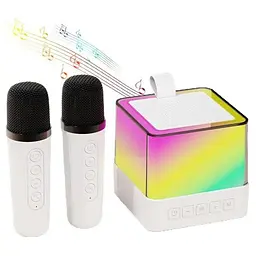 Блютуз-колонка з мікрофонами K18 wireless lightshow speaker, 5W, Білий, портативна караоке колонка bluetooth - мініатюра 5