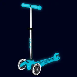 Самокат дитячий Micro Mini Deluxe Glow LED 3-колісний льодовик аква (MMD218) - мініатюра 6