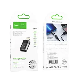 Перехідник Hoco UA17 - Lightning to Type-C female - адаптер iPhone to USB2.0 струм 2A - мініатюра 2
