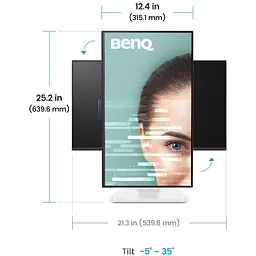 TFT 23.8" BenQ GW2490TC, IPS, 144hz, HDMI, DP, USB-C, HAS, колонки, білий - мініатюра 8