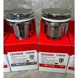 Донний клапан для раковини Koer PW-11-02 універсальний Click-Clack 1 1/4″ Ss KR5792 - мініатюра 2