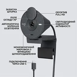 Веб-камера Logitech Brio 300 Graphite (960-001436) - мініатюра 6