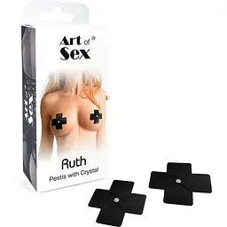 Сексуальні наклейки на груди зі стразом Art of Sex - Ruth pestis With Crystal, Чорний - мініатюра 3