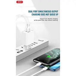 Адаптер мережний XO Dual USB charger L65 |2USB, 2.4A| - мініатюра 2