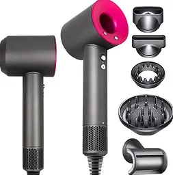 Фен для волосся No brand Super hair Dryer 1600 Вт Сіро-рожевий (2104619555) - мініатюра 5