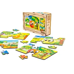 Дитячий дерев'яний пазл Фрукти 4 в 1 PuzzleOK Puz-84681, 80 елементів