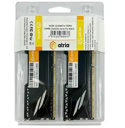 Пам'ять 8Gb x 2 (16Gb Kit) DDR4, 3200 MHz, Atria Fly, Black, 18-22-22-42, 1.35V, з радіатором (UAT43200CL18BK2/16) - мініатюра 2