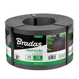 Бордюр рівний газонний Bradas WOOD BORDER 130 мм х 2,8 мм х 10 м сірий OBWGY1013