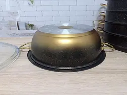Мантоварка-пароварка з антипригарним покриттям O.M.S. Collection 6091 C-28 см 5,8 л Black-Gold - мініатюра 3