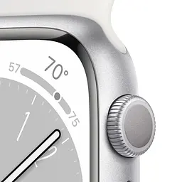 Смарт-годинник Apple Watch Series 8 GPS 41 mm Silver Aluminium Case with White Sport Band - Regular Model A2770 (Grade C) Seller Refurbished - мініатюра 3