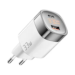 Зарядний пристрій Essager Lingyun 33W GaN Digital Display Travel Charger A+C EU White