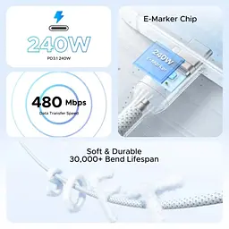 Кабель USB 3.1 Type-C M-M, 2 м, 240 W (5 A)синій, L 534 UGREEN - мініатюра 4