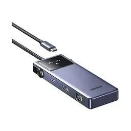 Концентратор Ugreen USB-C 7-in-1 3xUSB + 1xUSB-C + HDMI + RJ45 + PD 100W CM888 gray (45155) - мініатюра 2