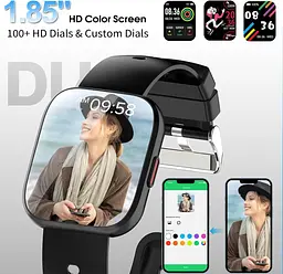 Розумний годинник для чоловіків і жінок Bluetooth, дзвінки, 1,85-дюймовий HD сенсорний годинник з сенсорним екраном та монітором - мініатюра 5