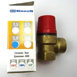 Клапан запобіжний Gross GR2002 для систем опалення 1/2" ВВ 3,0 бар 30412 - мініатюра 3