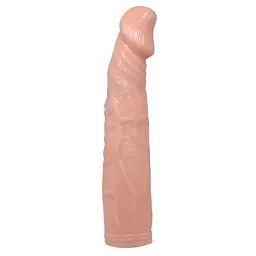 Насадка на пеніс із вібрацією Baile Silicone Sleeve 18 см тілесний - мініатюра 3