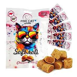 Ласощі для котів Fine Cat м’ясні рулетики з куркою та яловичиною, 10 г, 1 пакетик - мініатюра 1