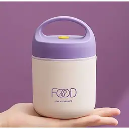 Термос для їжі - ланчбокс FOOD 0,49л харчовий термос з контейнером purple - мініатюра 3