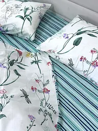 Комплект постільної білизни Ecotton полуторний 150х215 см сатин білий з квітами (рис. 24307) (24802) - мініатюра 2