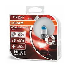Автолампа галогенна Osram Night Breaker +200% 12V H3 55W 2 шт (64151 NB200-BOX)