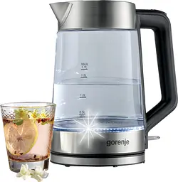Gorenje Електрочайник 1.7л, 2,200 Вт, strix контроль, скло, білий - мініатюра 4
