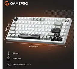 Клавиатура игровая механическая GamePro GPMK-126 Genesis Silver light USB Red Swich Hot-Swap N-KRO Grey - мініатюра 12