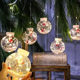 Гірлянда завіса штора Кулі з наповненням Дід Мороз, 3м, 10 куль LED USB - мініатюра 5