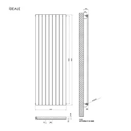 Радіатор дизайнерський Ideale Vittoria 11 9/1800/612 антрацит (бокове підключення), Антрацит - мініатюра 3
