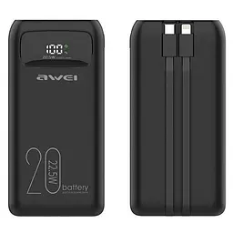 Додаткова батарея - портативний акумулятор Awei P169K 20000 mAh 22 W з 2 кабелями - мініатюра 2