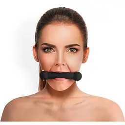 Кляп Art of Sex - Gag Stick Silicon Палиця, силікон та натуральна шкіра, Чорний - мініатюра 2