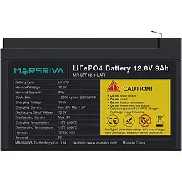 Акумуляторна батарея для ДБЖ Marsriva LiFePO4 12.8 V / 9 А*ч (MR-LFP12-9-LAR) - мініатюра 2