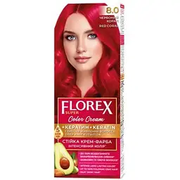 Крем-фарба Florex Червоний корал КЕРАТИН 8.0