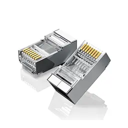 Штекеры Ethernet UGREEN NW111 10 шт. модульные коннекторы RJ45 8P8C экранированные Cat6 FTP для сети 1000 Мбит/с трехзубчатые позолоченные контакты 3U клещи для обжима нужно приобрести отдельно для кабеля с наружным диаметром оболочки до 6,5 мм для одножильных и многожильных проводников (20333)