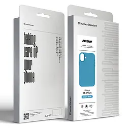 Силиконовый чехол для Apple iPhone 16 Plus, ICON2 Case, голубой, противоударный, панель, защита всего корпуса, матовая поверхность Soft Touch, выступает над дисплеем, совместим с защитными стеклами и пленками, с микрофиброй, ArmorStandart (ARM79633) - мініатюра 9